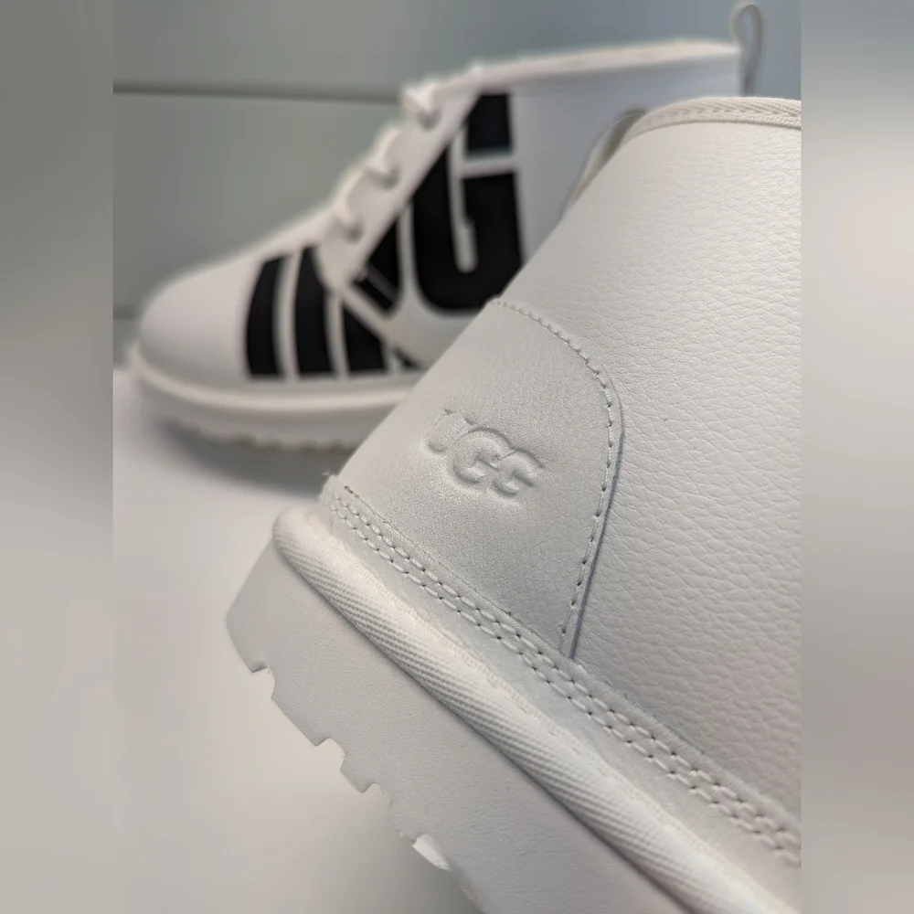 UGG NEUMEL White Black Logo Leather Chukka Boots Size Men's 12